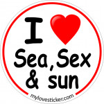 STICKER I LOVE SEA, SEX & SUN