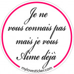 STICKER JE NE VOUS CONNAIS PAS MAIS JE VOUS AIME DEJA