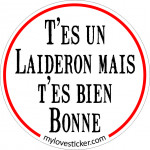 STICKER T'ES UN LAIDERON MAIS T'ES BIEN BONNE